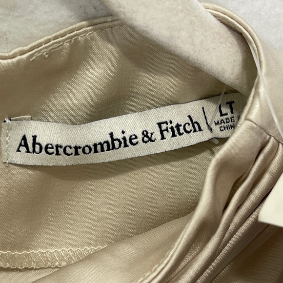 Abercrombie & Fitch Satin Draped High Neck Champagne Mini Dress Size Large Tall - Picture 4 of 7